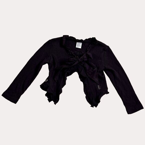 Jottum Ruffle Cardigan Sweater Split Back Brown 98 US 3 bv - Picture 1 of 6